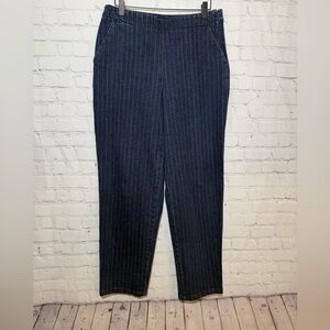 Talbots Stretch size 10 high-rise jeans, blue with white pin stripes